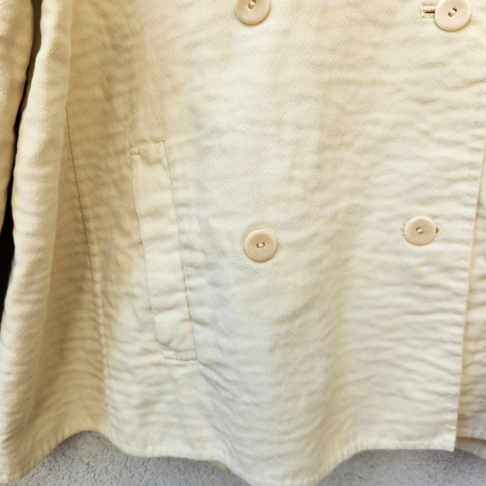 Eileen Fisher Jacket Women's Medium Yellow Double Breasted Crinkle Finish - Picture 7 of 10
